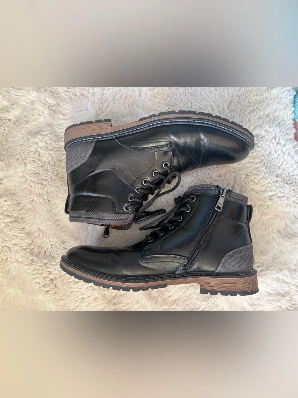 Madden Taskorn Combat Boot in Black Leather Size:  8.5